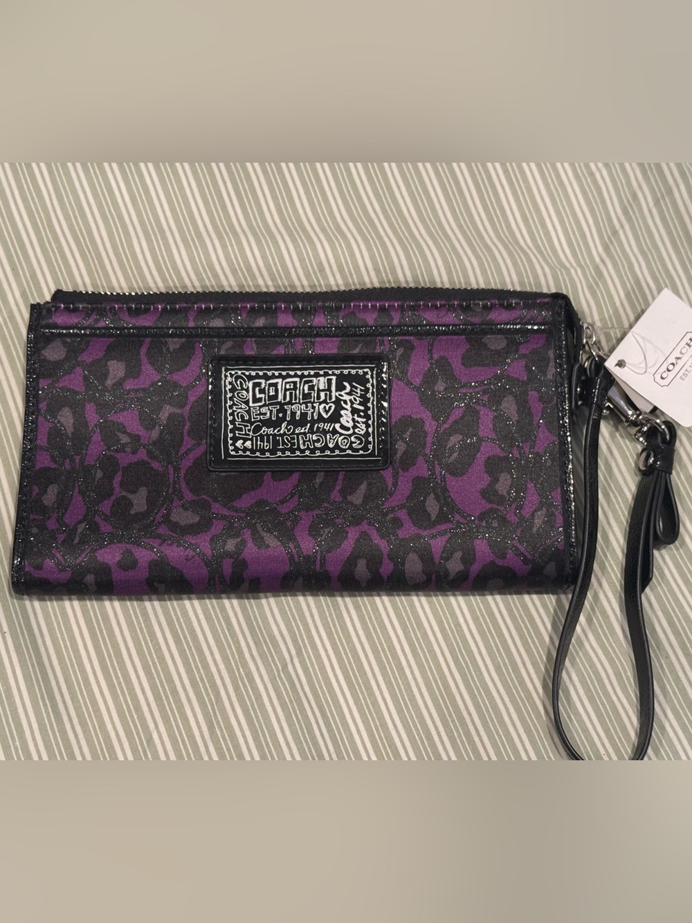 Coach Black Embossed Logo Leather Accessory
